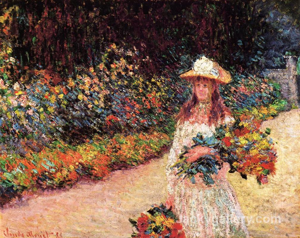 Young Girl in the Garden at Giverny by Claude Monet paintings reproduction